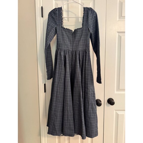 House of CB DELIA BLUE TARTAN MIDI DRESS NWOT size M Medium - Picture 6 of 10